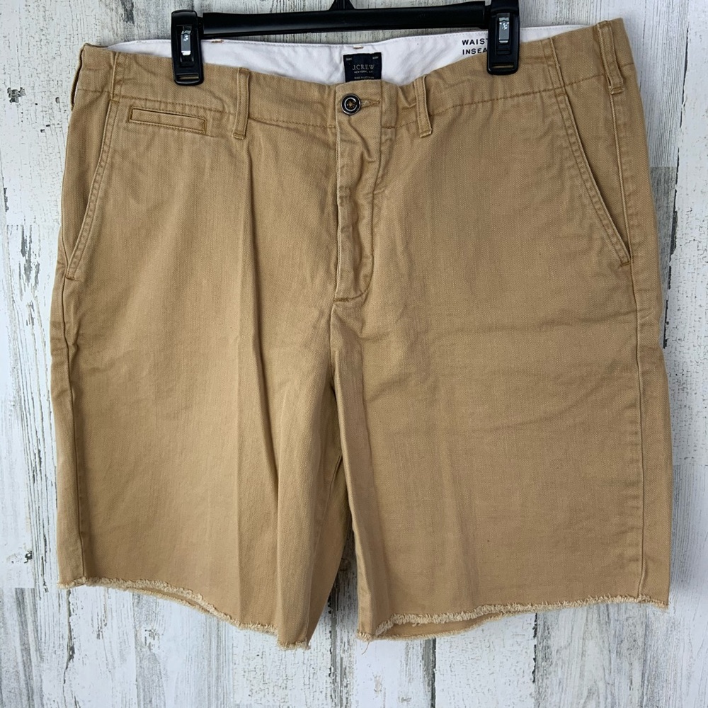 J. CREW Tan Khaki Raw Hem Shorts Size 38